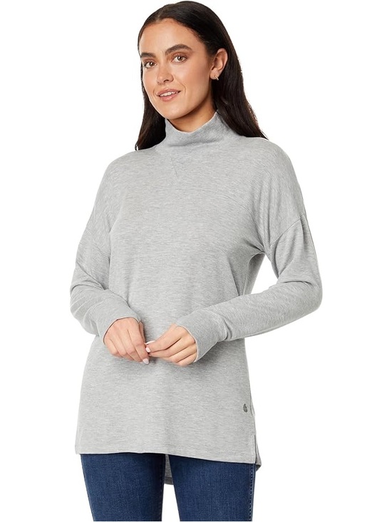 L.L. Bean Tops - Womens L.L. Bean Softflex Mock Neck Tunic Pullover Gray Large
